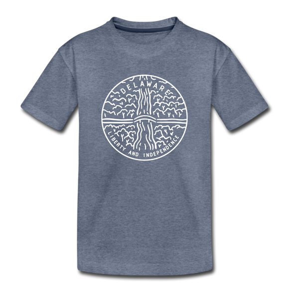 Delaware Youth T-Shirt - State Design Youth Delaware Tee - heather blue