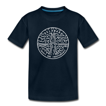 Delaware Youth T-Shirt - State Design Youth Delaware Tee - deep navy