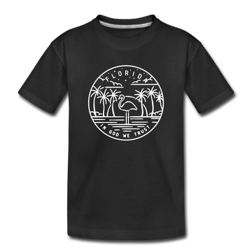 Florida Youth T-Shirt - State Design Youth Florida Tee - black