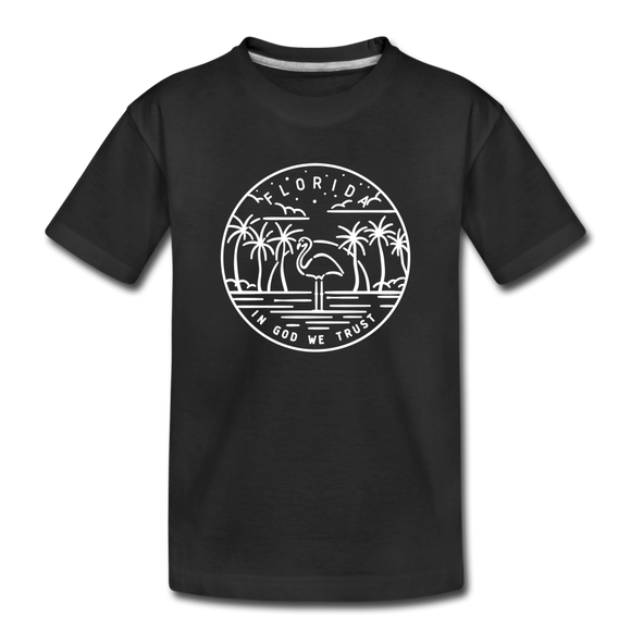 Florida Youth T-Shirt - State Design Youth Florida Tee - black