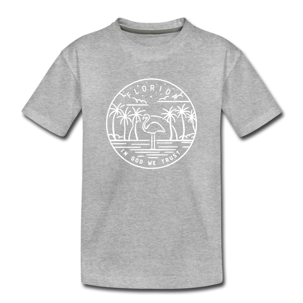 Florida Youth T-Shirt - State Design Youth Florida Tee - heather gray