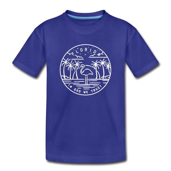 Florida Youth T-Shirt - State Design Youth Florida Tee - royal blue