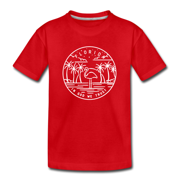 Florida Youth T-Shirt - State Design Youth Florida Tee - red