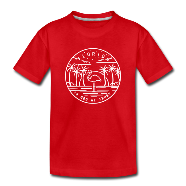 Florida Youth T-Shirt - State Design Youth Florida Tee - red