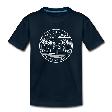 Florida Youth T-Shirt - State Design Youth Florida Tee - deep navy