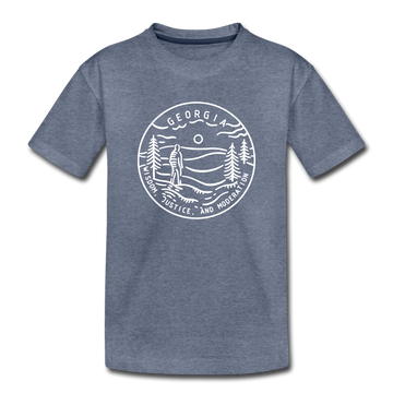 Georgia Youth T-Shirt - State Design Youth Georgia Tee - heather blue