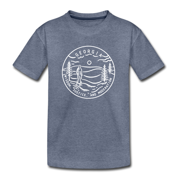 Georgia Youth T-Shirt - State Design Youth Georgia Tee - heather blue