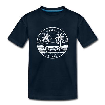 Hawaii Youth T-Shirt - State Design Youth Hawaii Tee - deep navy