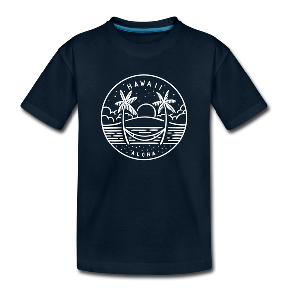 Hawaii Youth T-Shirt - State Design Youth Hawaii Tee - deep navy