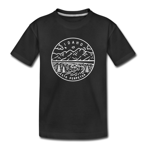 Idaho Youth T-Shirt - State Design Youth Idaho Tee - black