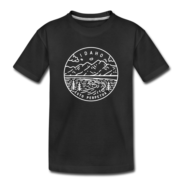 Idaho Youth T-Shirt - State Design Youth Idaho Tee - black