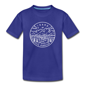 Idaho Youth T-Shirt - State Design Youth Idaho Tee - royal blue