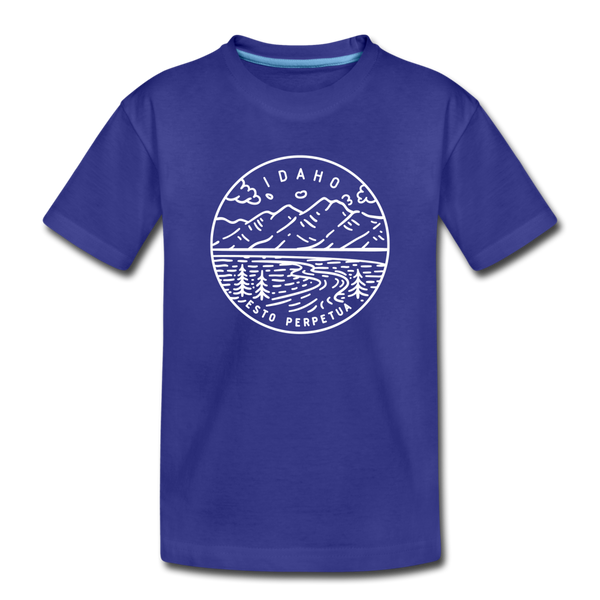 Idaho Youth T-Shirt - State Design Youth Idaho Tee - royal blue