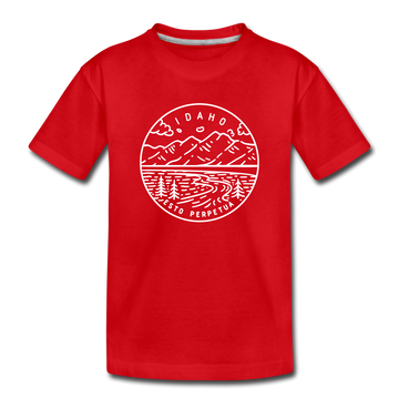 Idaho Youth T-Shirt - State Design Youth Idaho Tee - red