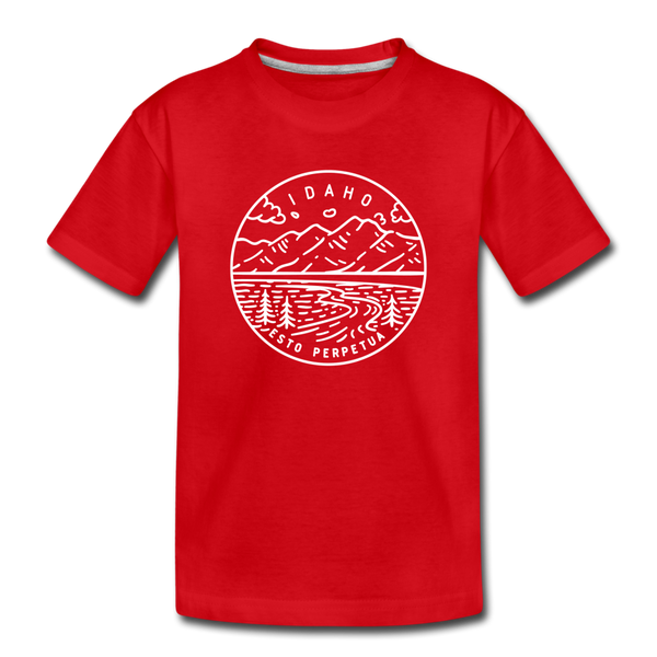 Idaho Youth T-Shirt - State Design Youth Idaho Tee - red