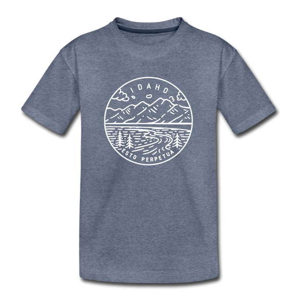 Idaho Youth T-Shirt - State Design Youth Idaho Tee - heather blue