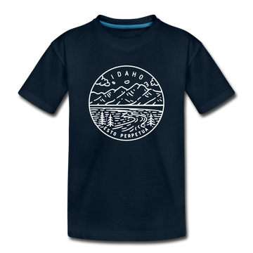 Idaho Youth T-Shirt - State Design Youth Idaho Tee - deep navy