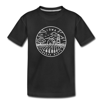 Iowa Youth T-Shirt - State Design Youth Iowa Tee - black