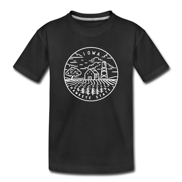Iowa Youth T-Shirt - State Design Youth Iowa Tee - black