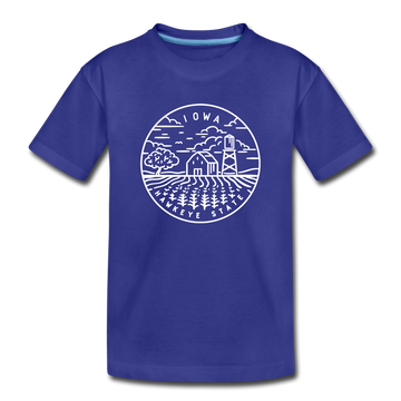 Iowa Youth T-Shirt - State Design Youth Iowa Tee - royal blue