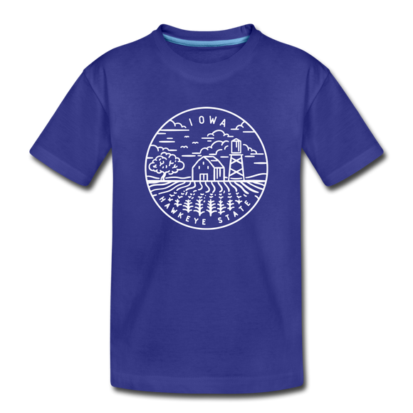Iowa Youth T-Shirt - State Design Youth Iowa Tee - royal blue