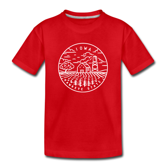 Iowa Youth T-Shirt - State Design Youth Iowa Tee - red