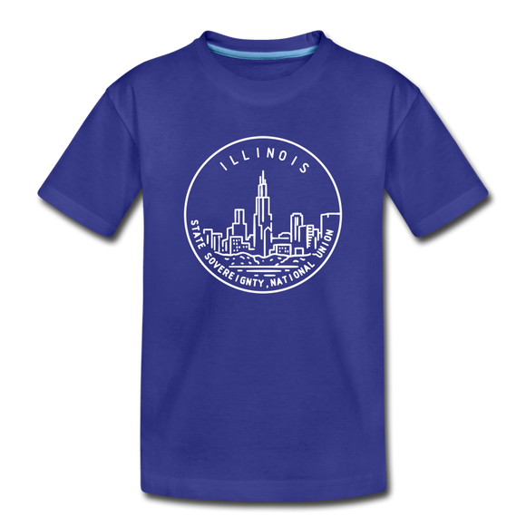 Illinois Youth T-Shirt - State Design Youth Illinois Tee - royal blue