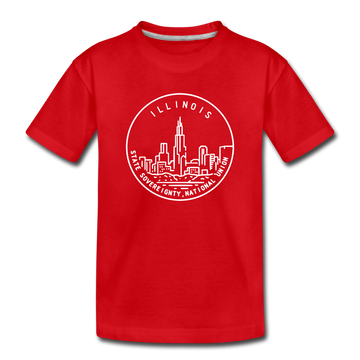 Illinois Youth T-Shirt - State Design Youth Illinois Tee - red