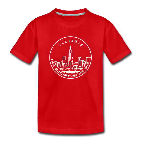 Illinois Youth T-Shirt - State Design Youth Illinois Tee - red