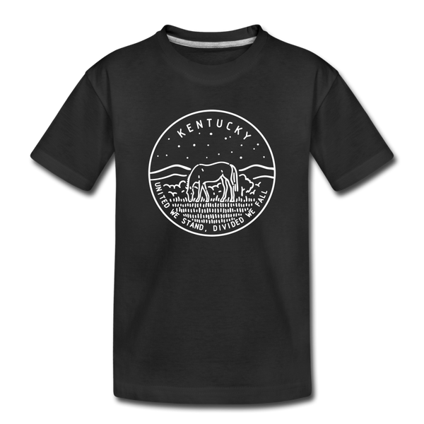 Kentucky Youth T-Shirt - State Design Youth Kentucky Tee - black
