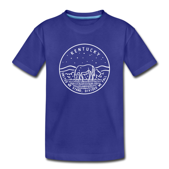 Kentucky Youth T-Shirt - State Design Youth Kentucky Tee - royal blue