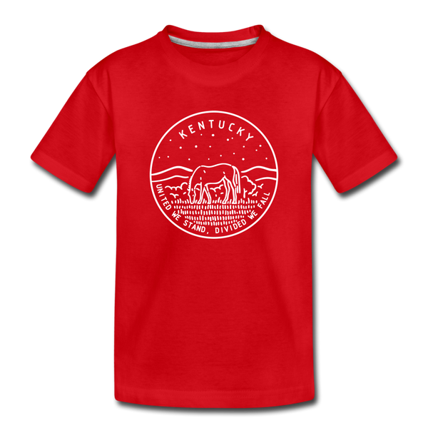 Kentucky Youth T-Shirt - State Design Youth Kentucky Tee - red