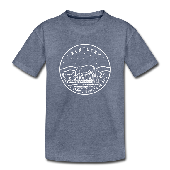 Kentucky Youth T-Shirt - State Design Youth Kentucky Tee - heather blue