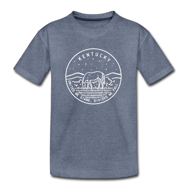 Kentucky Youth T-Shirt - State Design Youth Kentucky Tee - heather blue