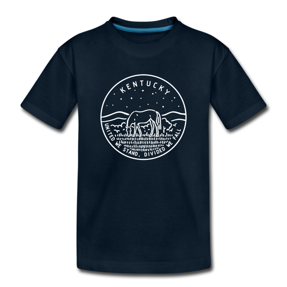 Kentucky Youth T-Shirt - State Design Youth Kentucky Tee - deep navy