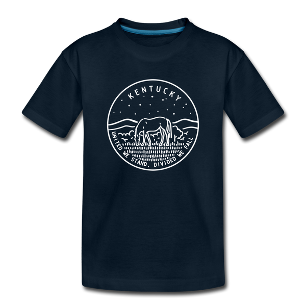 Kentucky Youth T-Shirt - State Design Youth Kentucky Tee - deep navy