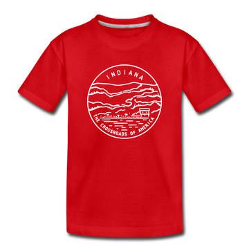 Indiana Youth T-Shirt - State Design Youth Indiana Tee - red