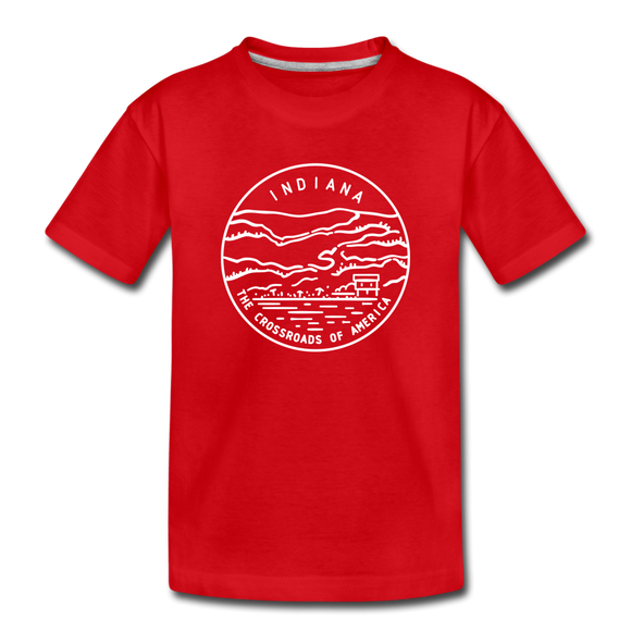 Indiana Youth T-Shirt - State Design Youth Indiana Tee - red