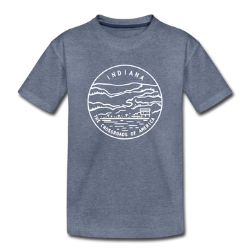 Indiana Youth T-Shirt - State Design Youth Indiana Tee - heather blue