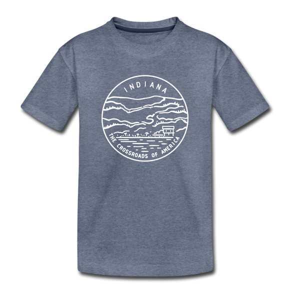 Indiana Youth T-Shirt - State Design Youth Indiana Tee - heather blue