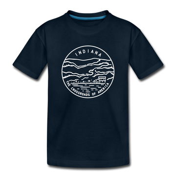 Indiana Youth T-Shirt - State Design Youth Indiana Tee - deep navy