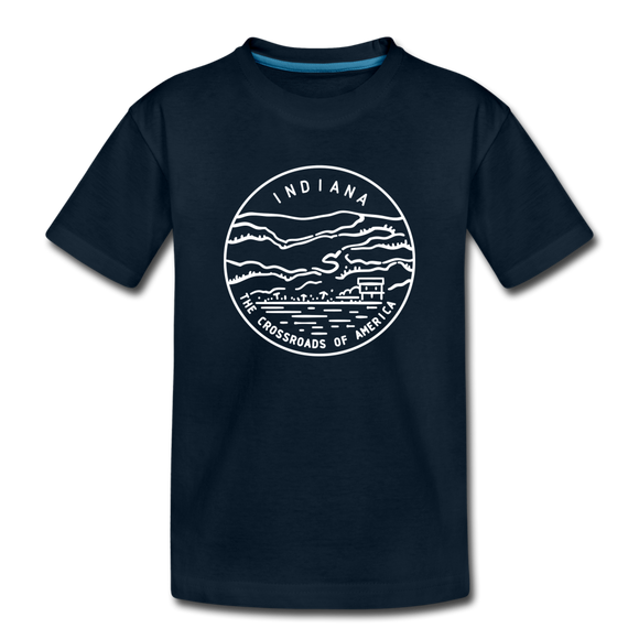 Indiana Youth T-Shirt - State Design Youth Indiana Tee - deep navy
