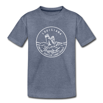 Louisiana Youth T-Shirt - State Design Youth Louisiana Tee - heather blue
