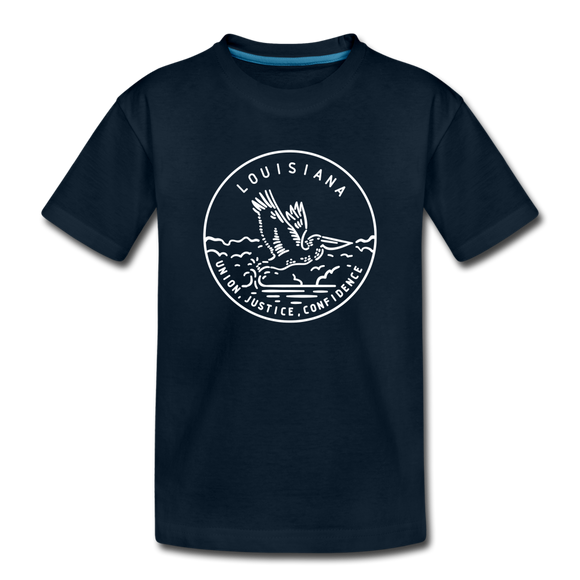Louisiana Youth T-Shirt - State Design Youth Louisiana Tee - deep navy