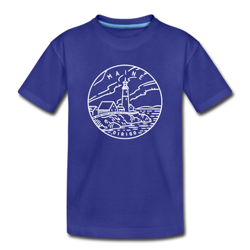 Maine Youth T-Shirt - State Design Youth Maine Tee - royal blue