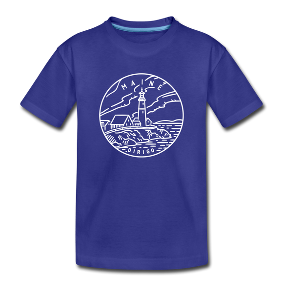 Maine Youth T-Shirt - State Design Youth Maine Tee - royal blue