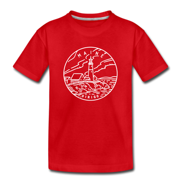 Maine Youth T-Shirt - State Design Youth Maine Tee - red