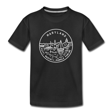 Maryland Youth T-Shirt - State Design Youth Maryland Tee - black