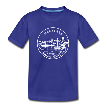 Maryland Youth T-Shirt - State Design Youth Maryland Tee - royal blue