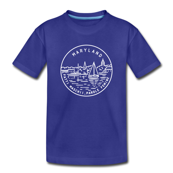Maryland Youth T-Shirt - State Design Youth Maryland Tee - royal blue